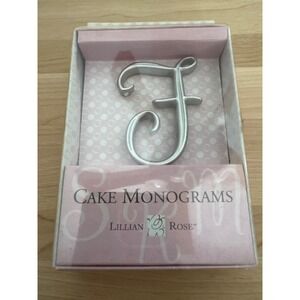 Lillian Rose Silver Letter F Cake Monogram Topper Wedding Anniversary Decor